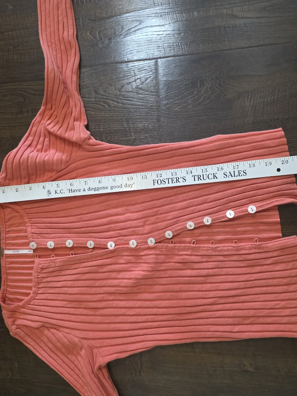 Free People Ribbed Henley Cardigan Top | Coral Pink Long Sleeve Button Front | S